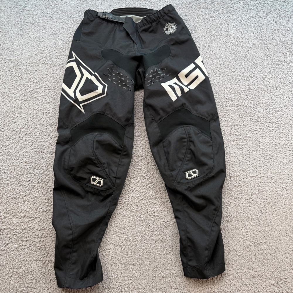 MSR Axxis Men Black White Motocross Racing Pants Size 30 Adjustable Waist